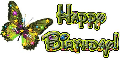 happy birthday with butterfly animated image