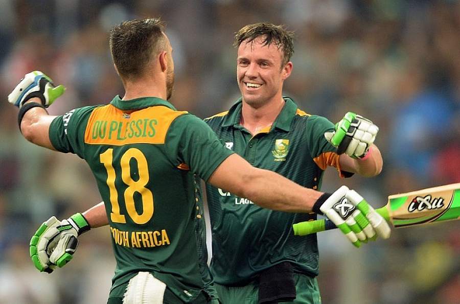 Ab DeVilliers And Faf Duplessis Celebrating