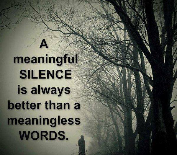Quote: A meaningful silence is always better than a meaningless Word