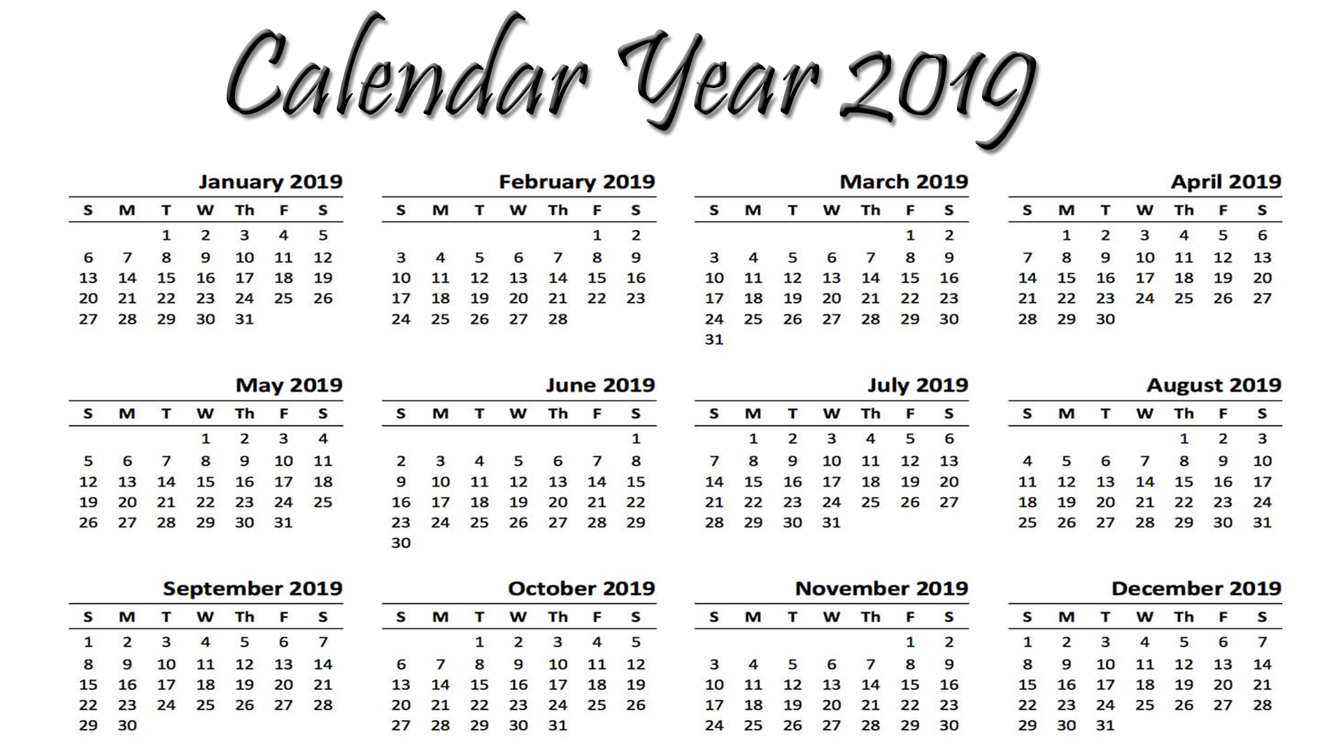 calendar 2019 hd image
