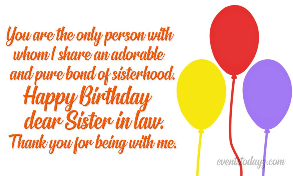 birthday message for sister in law