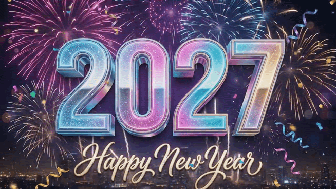 happy new year 2027 animated image