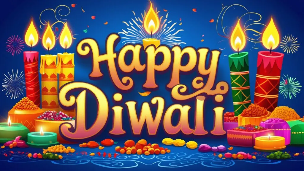 cartoon style happy diwali card