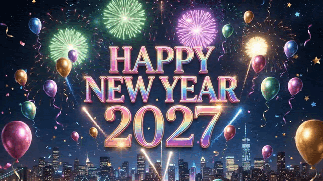 happy new year 2027 animated image