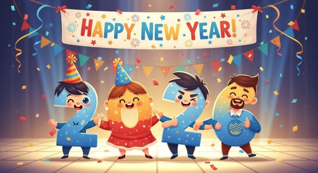 cute cartoon family new year image