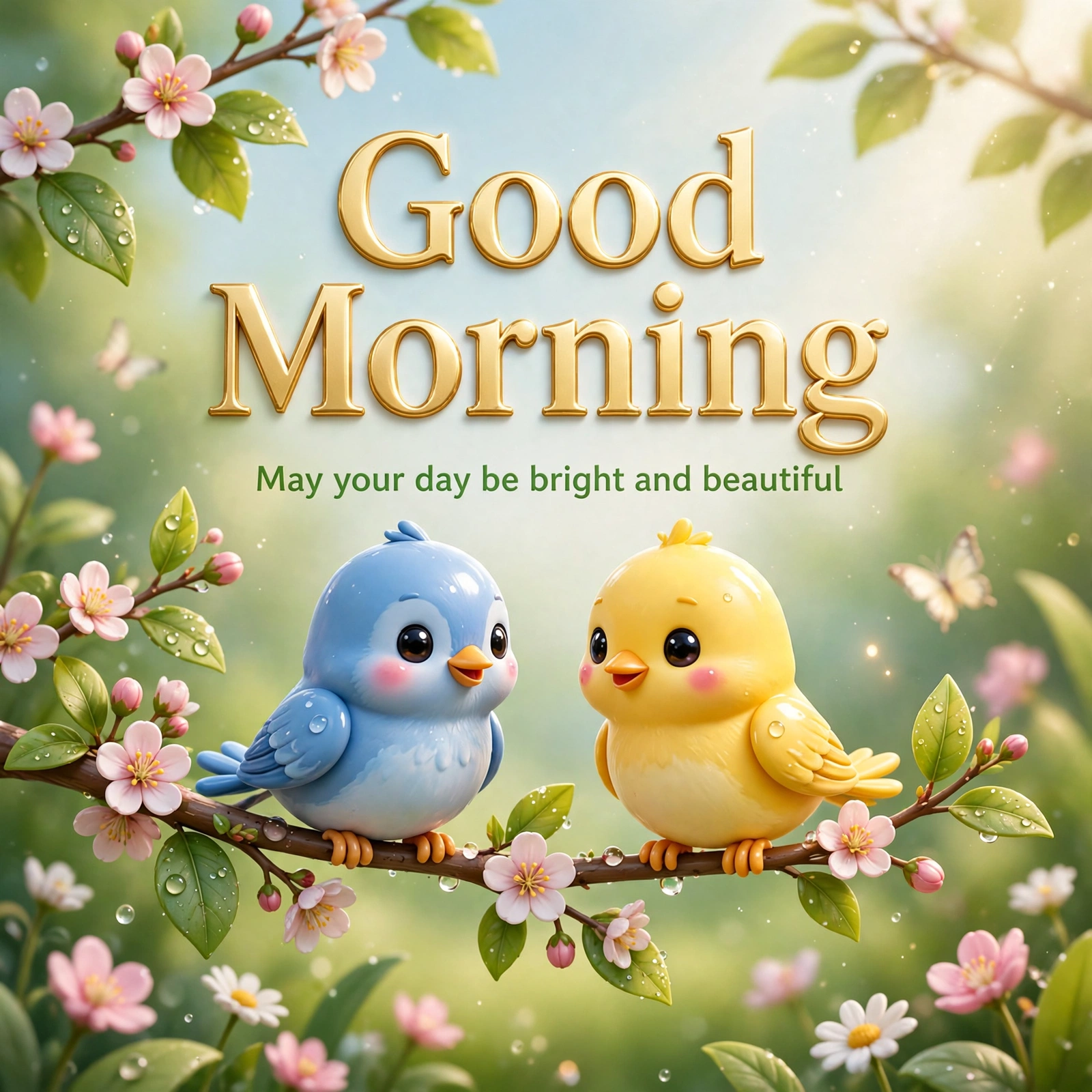 3D Good Morning bright and beautiful birds image